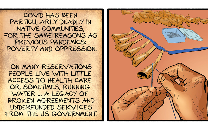 Detail from "How To Have A Powwow in a Pandemic," published online by The Nib 2021