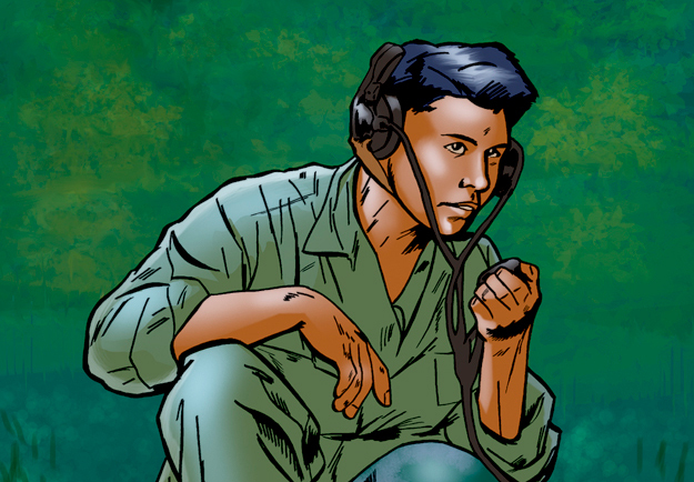 Navajo Code Talker illustration for the comic anthology "Tales of the Mighty Code Talkers," 2017